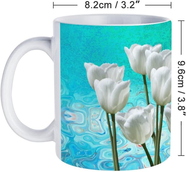Detalle de ENSFTF 11 oz White Ceramic Mug with Fade-Resistant Tulip Pattern Prints