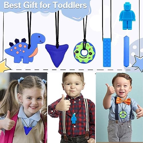 Thumbnail 6 de Kaukette für Kinder – Sensorische Kauen Halskette 6er-Pack Blau