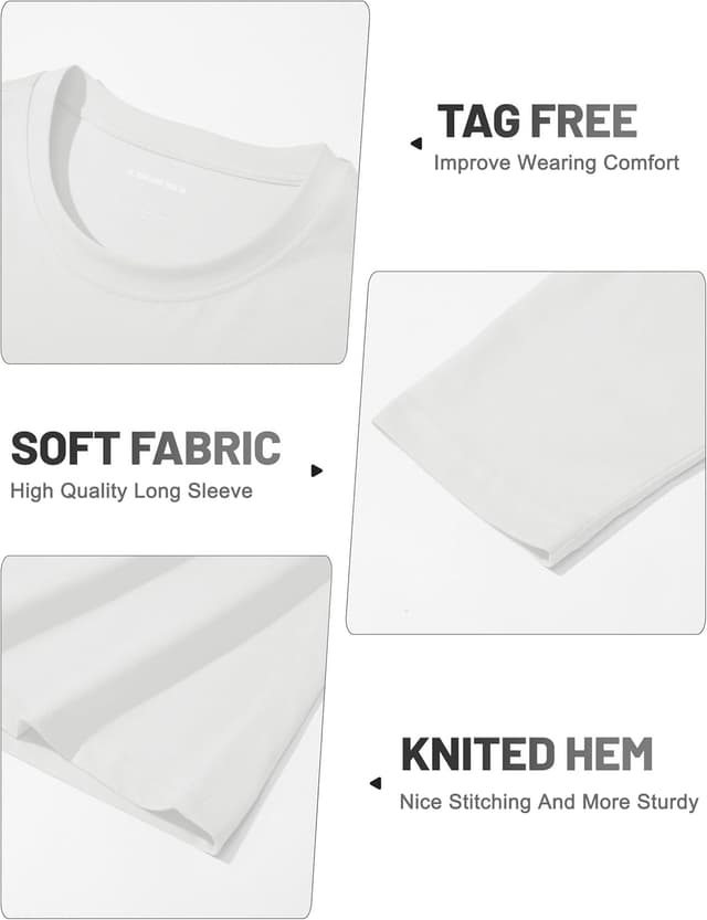 Detalle de EKLENTSON Herren-Langarmshirt aus Baumwolle mit Rundhalsausschnitt – Basic Casual für Alltag & Lagenlook