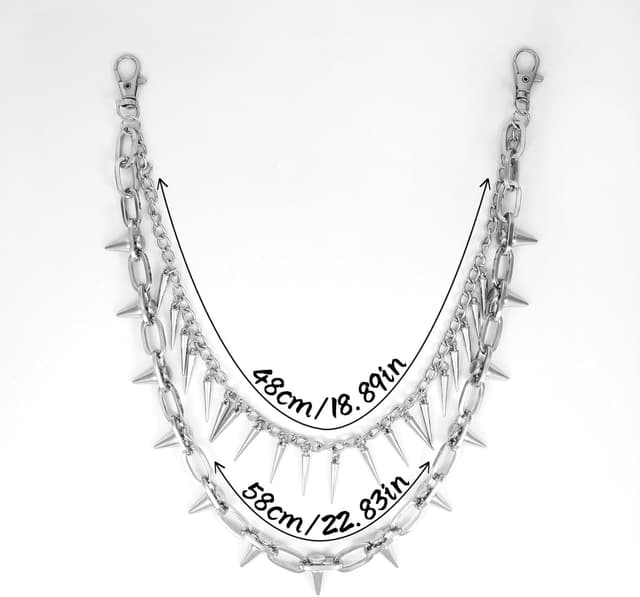 Detalle de Milakoo Punk-Hosenkette im Jeans-Link-Style – Gothic/Hip-Hop Gürtelkette mit Karabiner für Schlüssel & Geldbörse (Unisex)