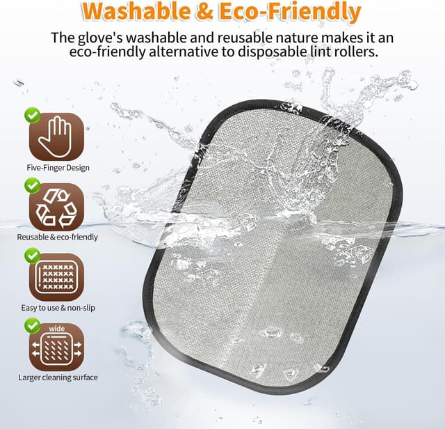 Detalle 2 de ROMANVIC Tierhaarentferner-Handschuh (2 Stück) – elektrostatisch, doppelseitig, für Hunde & Katzen