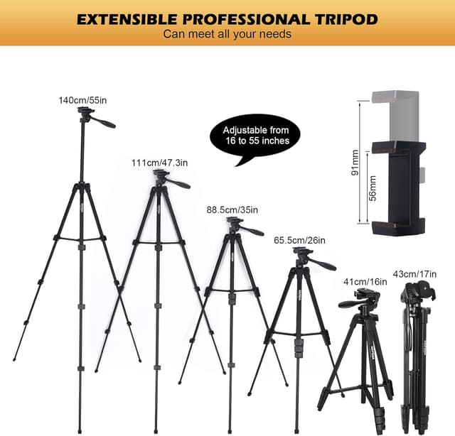 Detalle 2 de GRIFEMA Tripod 55 inch 140cm phone tripod