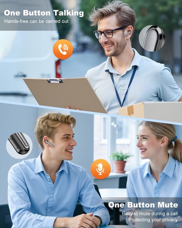 Detalle de New Bee Bluetooth Headset V5.1 with Dual ENC Mic & 500mAh Charging Case (up to 50Hrs) – hands-free for driving, office & business