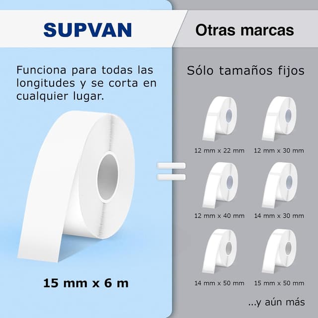 Detalle 2 de SUPVAN E10 etiquetadora Bluetooth 15mm x 6m 📋