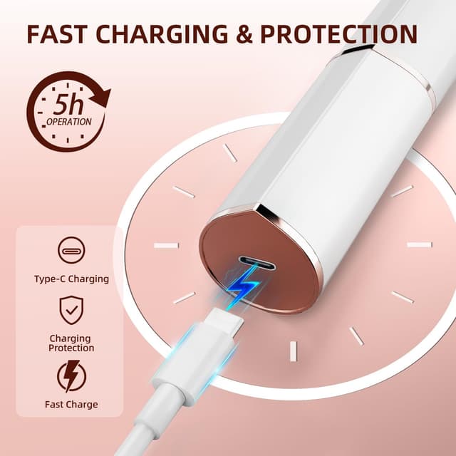 Detalle de Electric Rechargeable Facial Hair Remover for Women with LED Light and 2 Replacement Heads