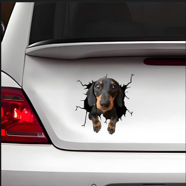 Thumbnail 4 de Dackel 3D Zerrissener Effekt Aufkleber 25 cm
