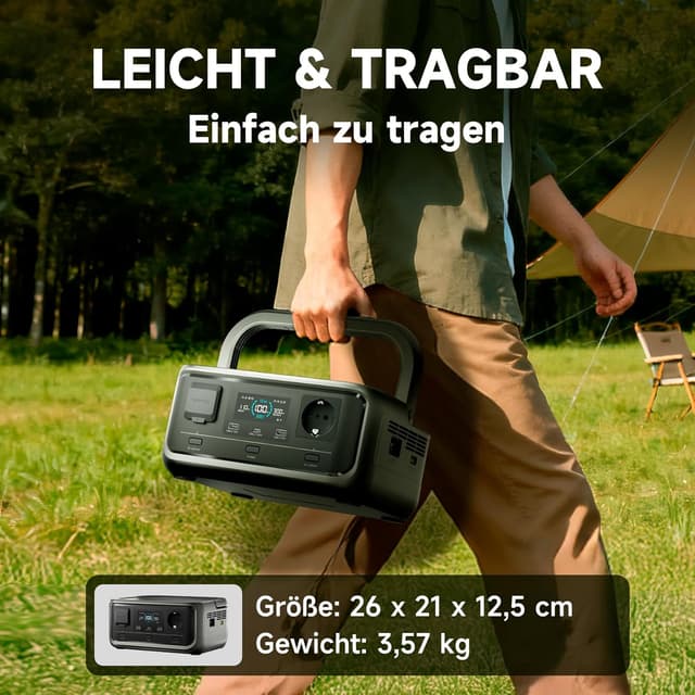 Detalle de ALLPOWERS VOLIX P300 Tragbare Powerstation mit Solarpanel SE100 (256Wh, 300W Sinus) für Camping & Reisen