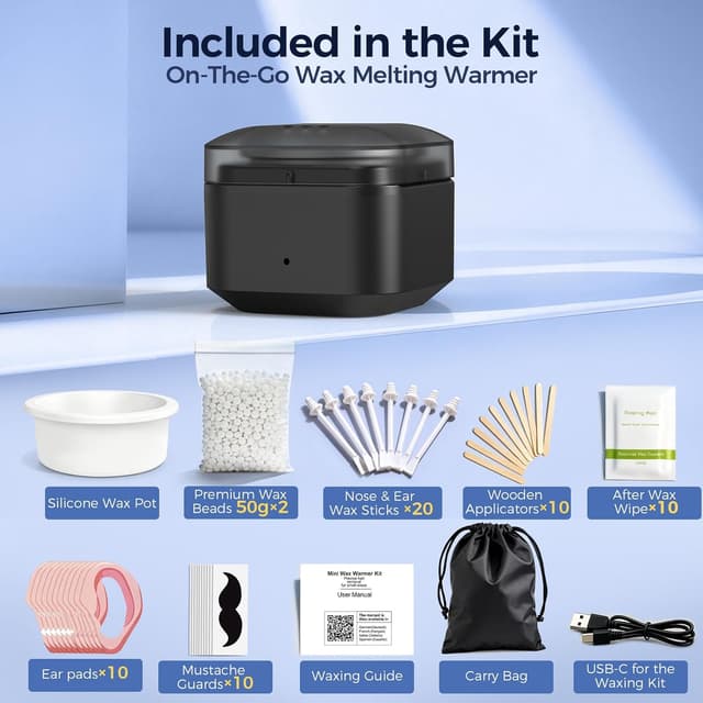 Detalle de Nasenhaarentferner Nasenhaar Wachs-Set mit Mini-Wachswärmer (USB-C), 100 g – für Nase, Ohren & Augenbrauen