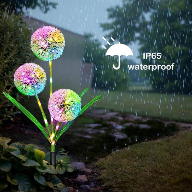 Detalle de Hqynss Hqynss Solar Lights for Outdoor Garden – 2 Pack RGB dandelion LED solar flower lights (IP65)