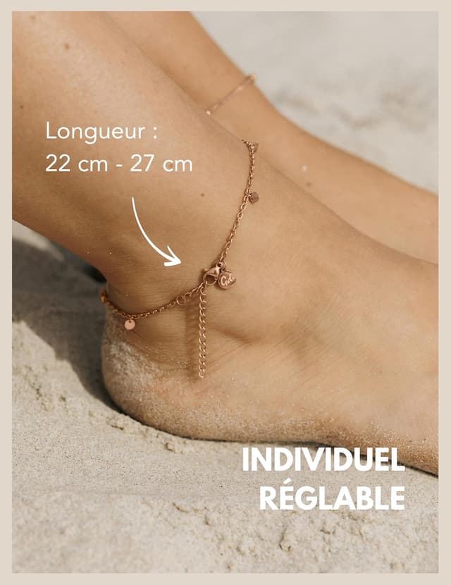 Detalle 2 de Chaîne de pied GD GOOD.designs avec plaque ou pendentif à l’infini (pièces en rosé) – ajustable et pensée pour la peau