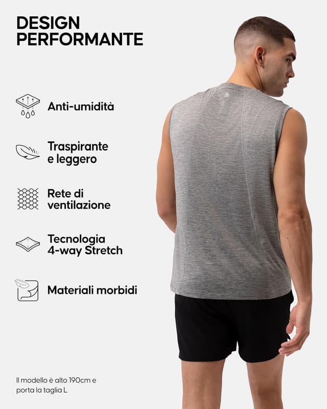 Detalle de Danish Endurance canotta fitness senza maniche 2 paia