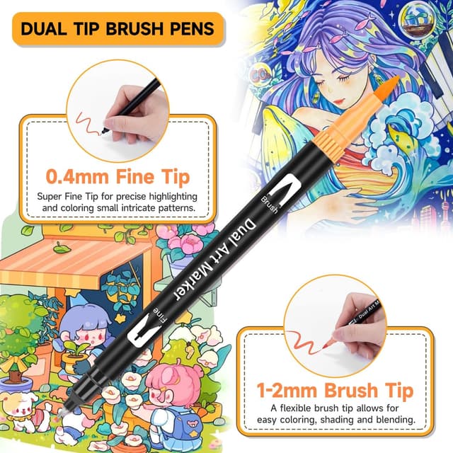 Detalle de Maqhpu dual tip colouring pens, 24 pack