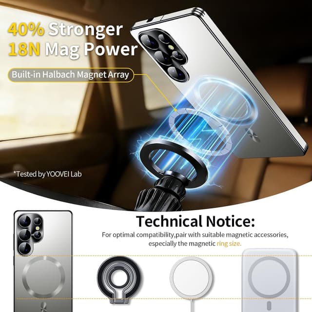 Detalle 2 de for Samsung Galaxy S26 Ultra Slim Case with MagSafe-Compatible Magnetic Ring (Silver)