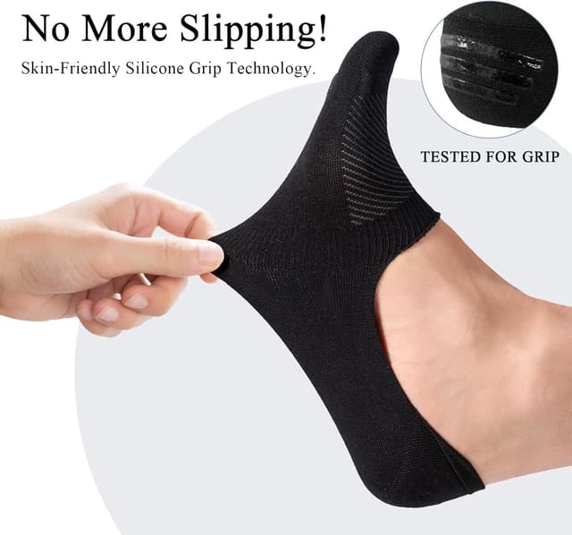 Detalle 2 de SukModen 8 Pairs No Show Loafer Socks for Men – Invisible Low Cut Bamboo Trainer Socks