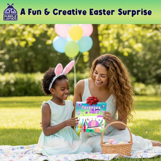 Detalle de Squeegee Art Kids Paint Kit Blooms & Bugs – nature-themed painting set with stickers