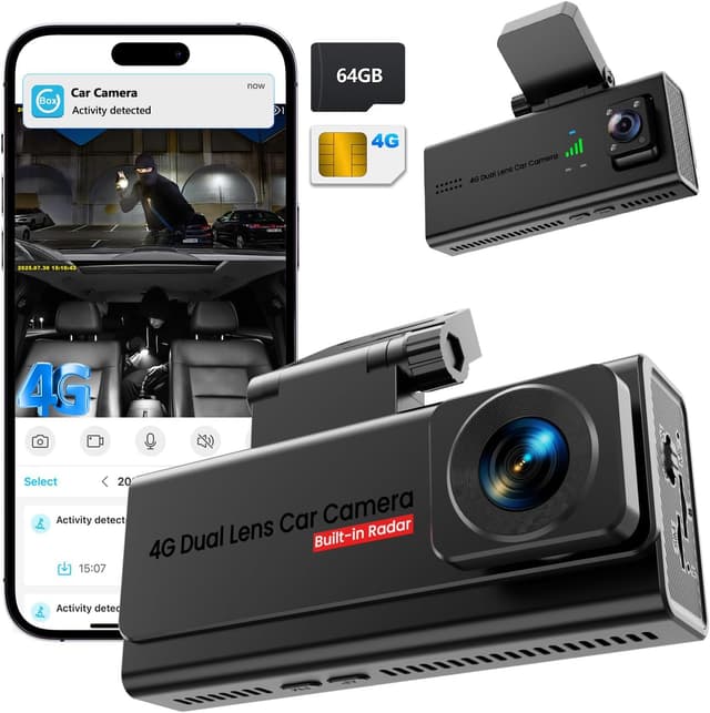 Detalle de UCOCARE Dash Cam Auto 4G LTE con SIM, GPS e angolo 170° (senza Wi‑Fi) con scheda SD 64 GB
