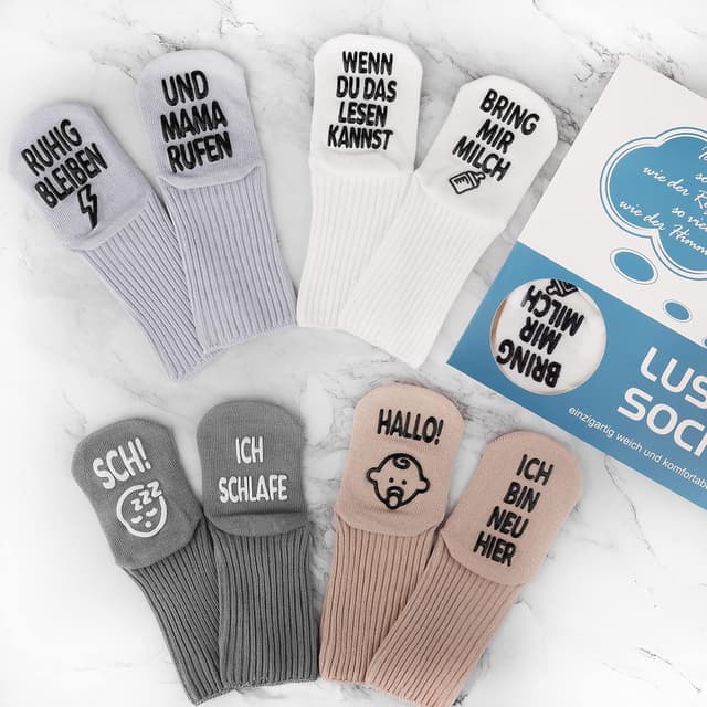 Detalle 2 de Belloxis Baby Socken 0–12 Monate – 4 Paar, atmungsaktiv & rutschfest für Jungen und Mädchen