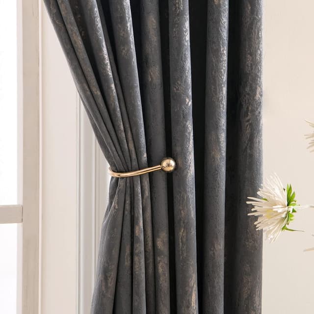 Detalle de MIULEE Grey Velvet Curtains with Gold Foil (2 Panel Set) 46 x 72 Inch