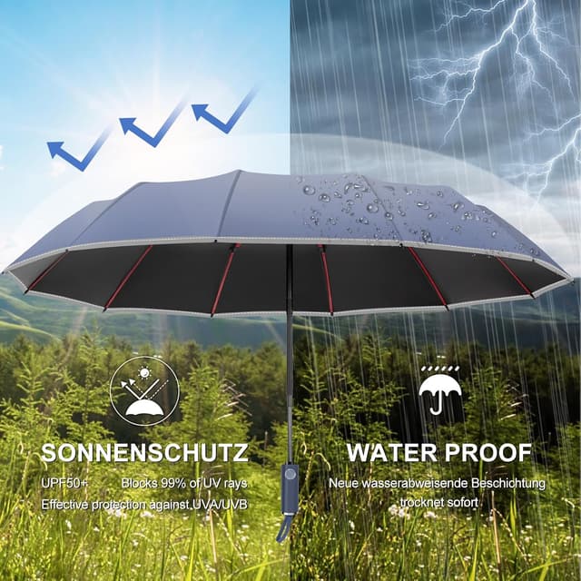 Thumbnail 5 de Regen- und sonnensicherer Faltschirm 12 Rippen