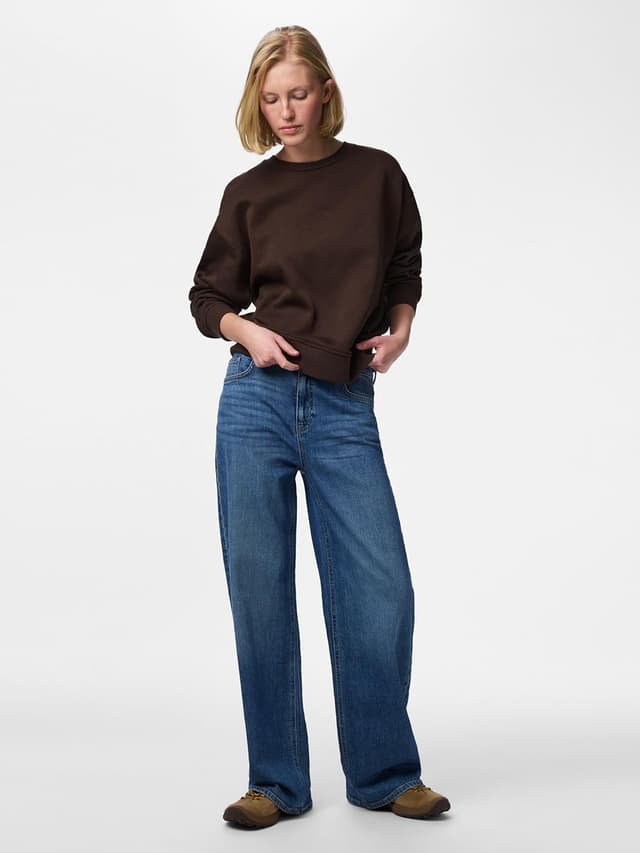 Detalle de Maillot de survêtement femme Pieces Pcchilli Ls Sweat Noos BC à col rond