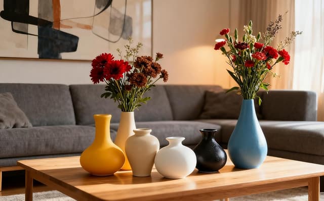 Thumbnail 6 de Keramik Vasen 5er-Set – kleine Blumenvasen für moderne Deko, Pampas & getrocknete Blumen