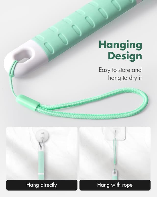 Thumbnail 6 de Back Scrubber Body Shower Brush with Anti-Slip Long Handle (Mint Green) – Stiff & Soft Double-Sided Bristles