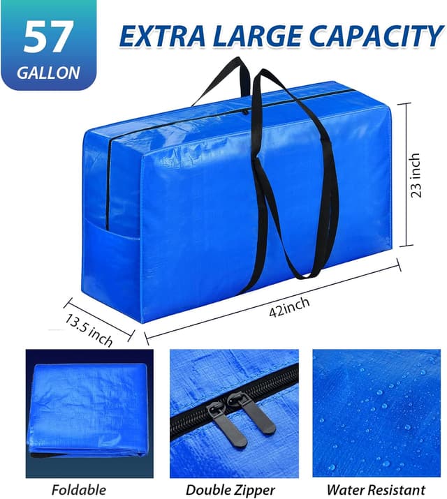 Detalle de 57 Gallon Extra Large Storage Bags 42x23x13.5in 2PK