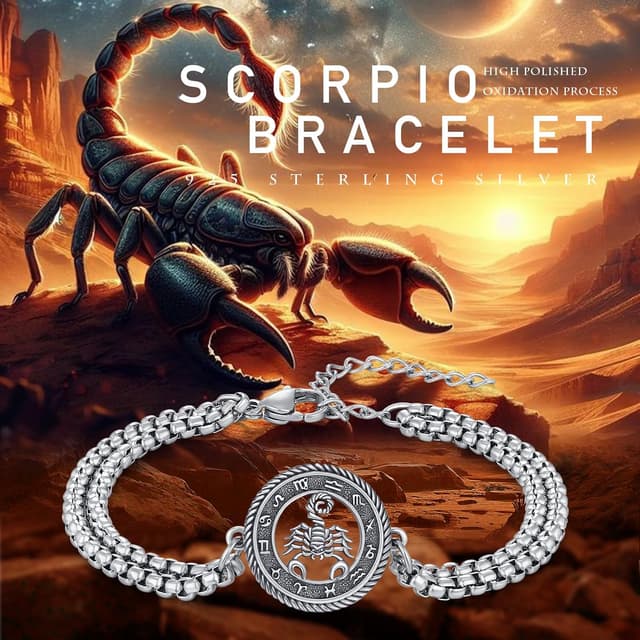 Detalle 2 de PARYFO Sternzeichen-Armband Skorpion aus 925 Sterlingsilber mit Edelstahlkette