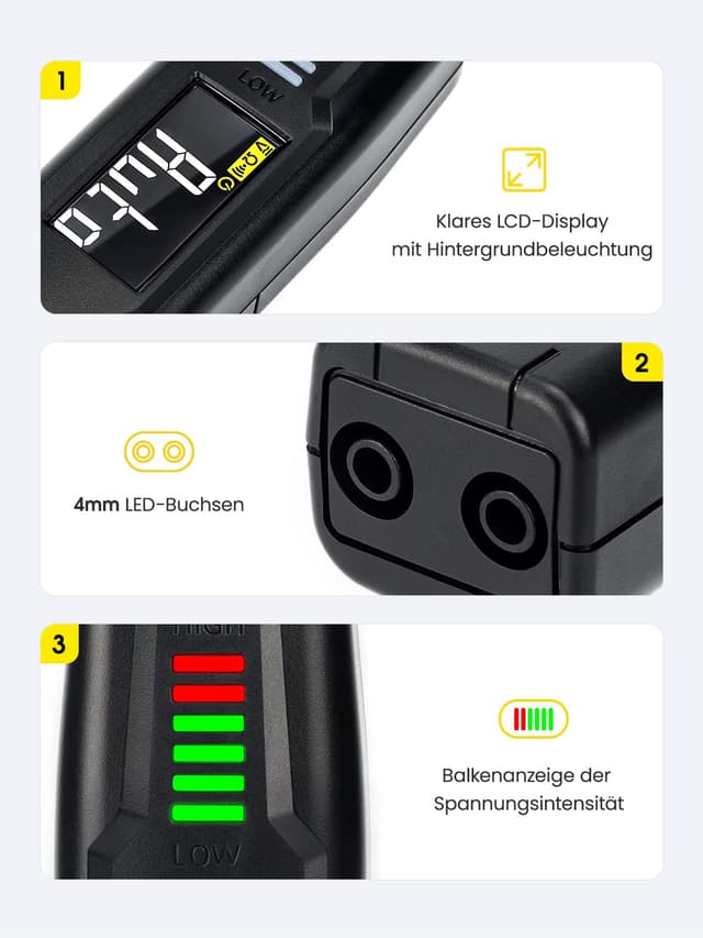 Detalle 2 de KAIWEETS ST100 Multimeter Mini 17,2 cm 📟