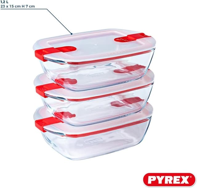Detalle 2 de Pyrex Cook & Heat, 3 boîtes 1,1L ⚙