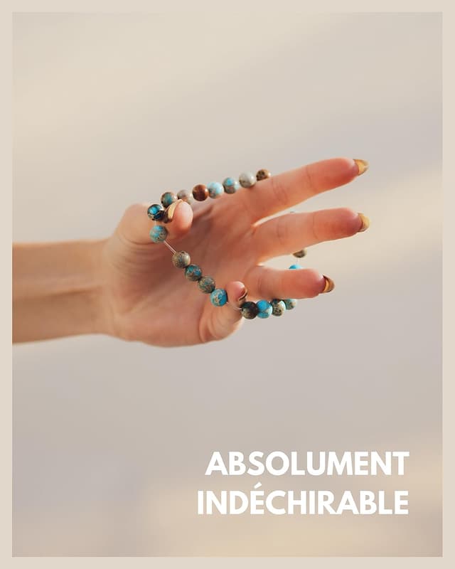 Detalle 2 de Bracelet de perles de chakra en jaspe vert de pierres naturelles, perles 8 mm