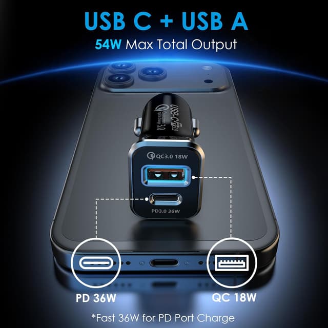 Thumbnail 1 de TechGear 54W USB C Car Charger