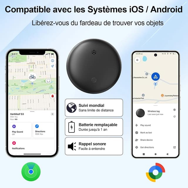 Detalle 2 de GNLLYIL Traceur GPS voiture magnétique sans abonnement, compatible Find My (iOS) et Google Find Hub (Android)