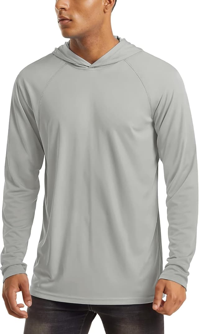 Detalle de MAGCOMSEN Men’s Hooded UPF 50+ Sun Protection Long Sleeve Rash Guard Shirt