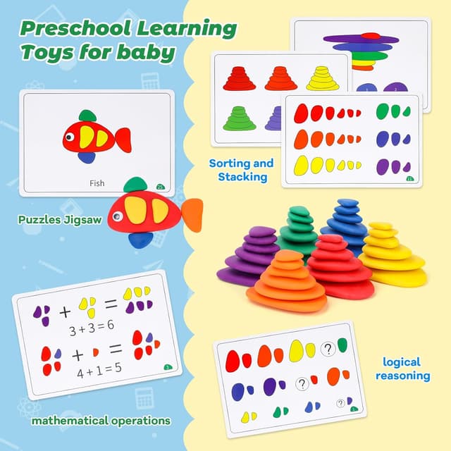 Detalle de GiddyGlow Puzzles Montessori stacking toy for age 3-6 đź§©