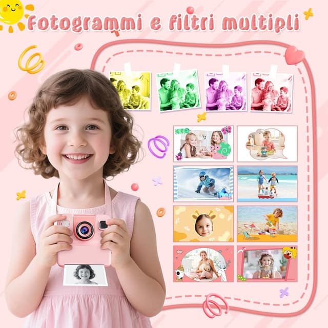 Detalle de Yidoroye Macchina Fotografica Bambini istantanea con schermo HD da 2,4" e stampa rapida