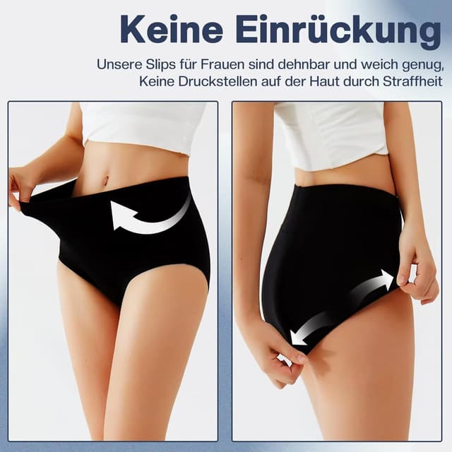 Detalle de TUUHAW Damen Unterhosen im 5er-Pack – Slip aus Baumwolle mit hoher Taille