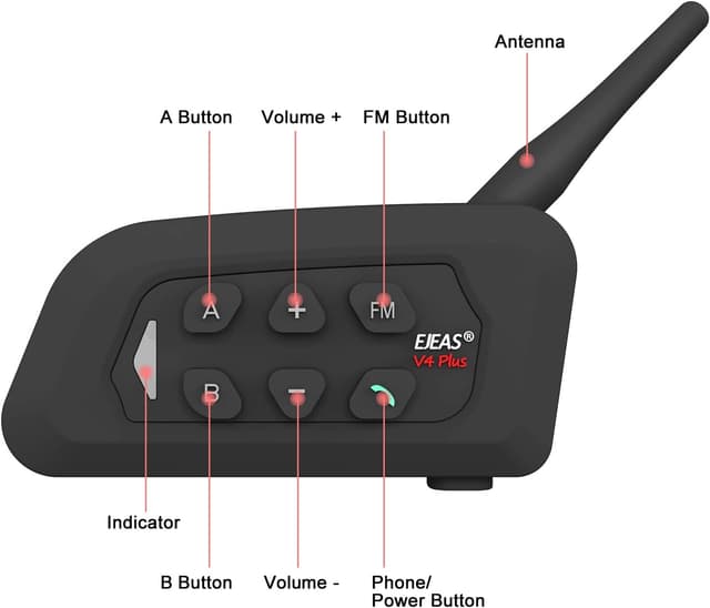 Thumbnail 6 de EJEAS V4C Bluetooth Headset Intercom for Referee (2pc) – Waterproof 4-way communication, FM & voice assistant