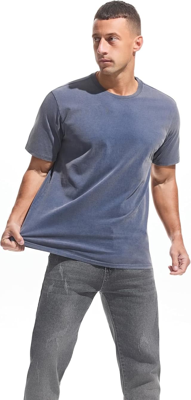 Thumbnail 6 de Herren Dick T-Shirt aus 100% Baumwolle (250 g/m²) – Stone Washed Ultra weich, Regular Fit, Kurzarm Basic