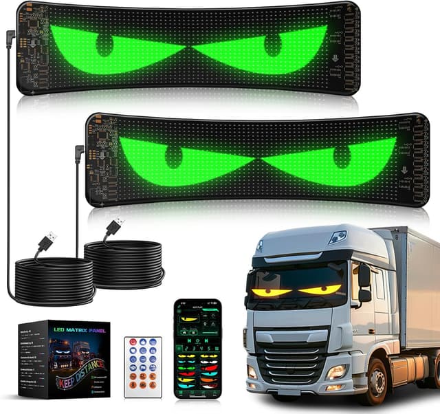 Detalle de ZIMAOER Occhi LED per camion e auto con display flessibile programmabile (2 pezzi 35x10 cm)