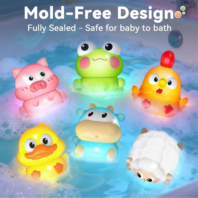 Detalle de Light Up Farm Animal Bath Toys for 1–3 Years