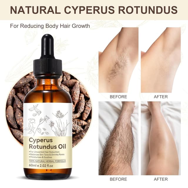 Detalle 2 de Cyperus Rotundus Oil (Cypress Oil) for Hair Removal, Natural Soothing & Gentle Body Oil, 2.02 Fl Oz