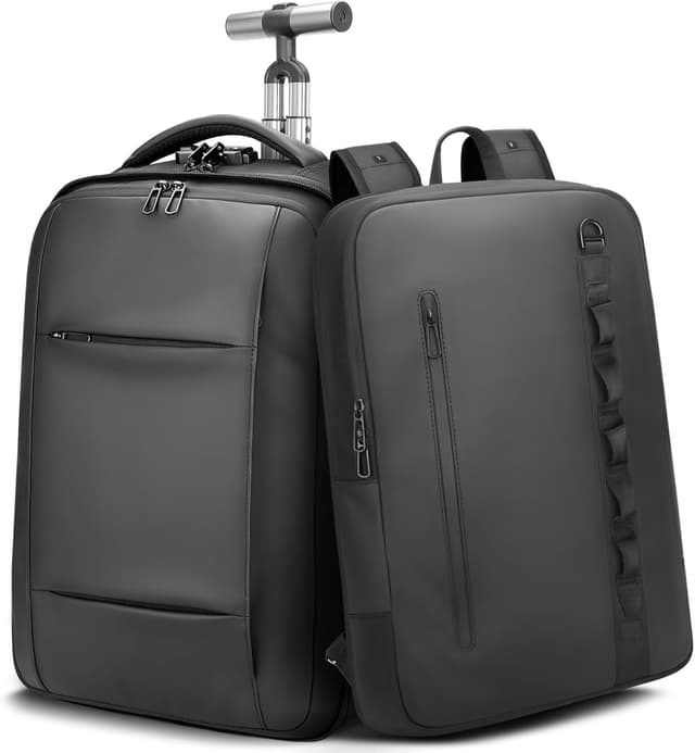 Detalle de SWICKY RICOOI 2-in-1 Reiserucksack mit Rollen (50L) und 17,3" Laptopfach – Handgepäck mit USB‑C-Anschlüssen