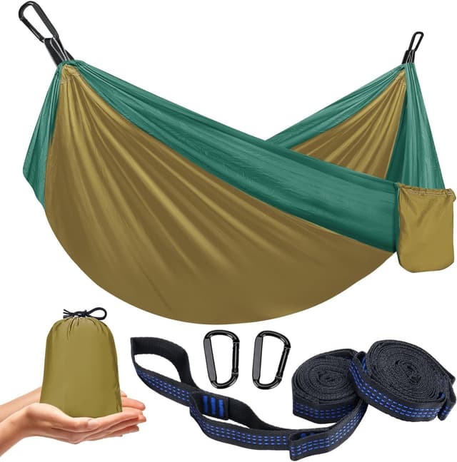 Detalle de Ultraleicht Outdoor Hängematte 300 kg Tragkraft (Reise-Fallschirm-Nylon) – für Camping, Wandern & Garten