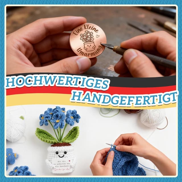 Thumbnail 6 de Giftota Abschiedsgeschenk für Kollegin: Pocket Hug Vergissmeinnicht mit Glücksmünze & Lederetui