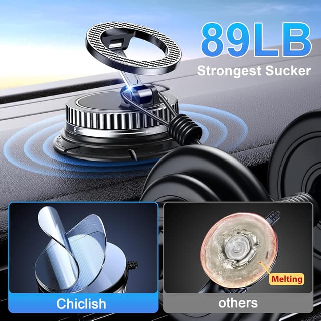 Detalle de Chiclish MagSafe Car Phone Holder (360° Adjustable, 3M Suction, Up to 3600 gf Magnetic Force) for iPhone 17–12 Series