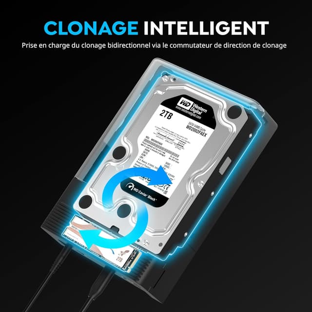 Thumbnail 6 de SABRENT DS-UFNC : station d’accueil USB-C pour HDD/SATA 2,5/3,5" et SSD M.2 NVMe avec clonage hors ligne