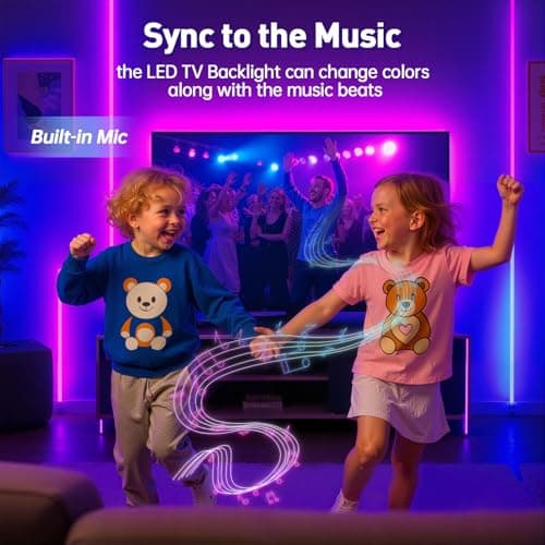 Detalle de Ylatoial Tira LED 5M para TV de 50" a 75" con Bluetooth, micrófono y mando 2.4G