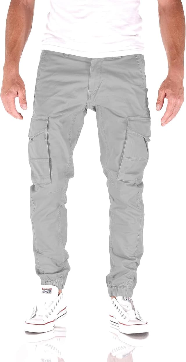 Detalle de JACK & JONES Slim-Fit Cargo-Hose für Herren – Male Cargo-Hose mit mehreren Beintaschen
