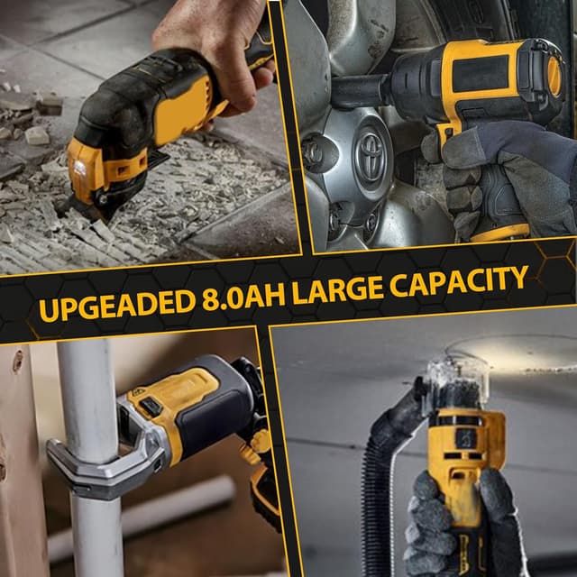 Thumbnail 6 de 2Pack 8.0Ah 18V Li-ion Replacement Batteries for DeWalt (DCB-series) Compatible with Dewalt Cordless Tools